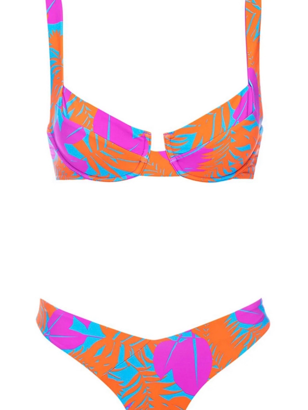 Vetchy | Laguna Tropical Print Bikini Top & Bottom - Orange, Pink & Blue
